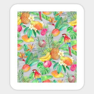 Tropical Paradise Fruit & Parrot Pattern Sticker